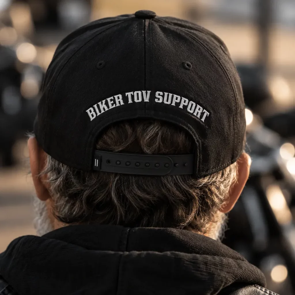 Casquette noire Biker Tov, vue de dos