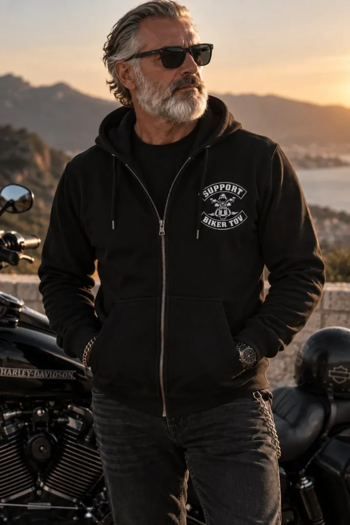 Veste Zippée à Capuche "Support Biker Tov"